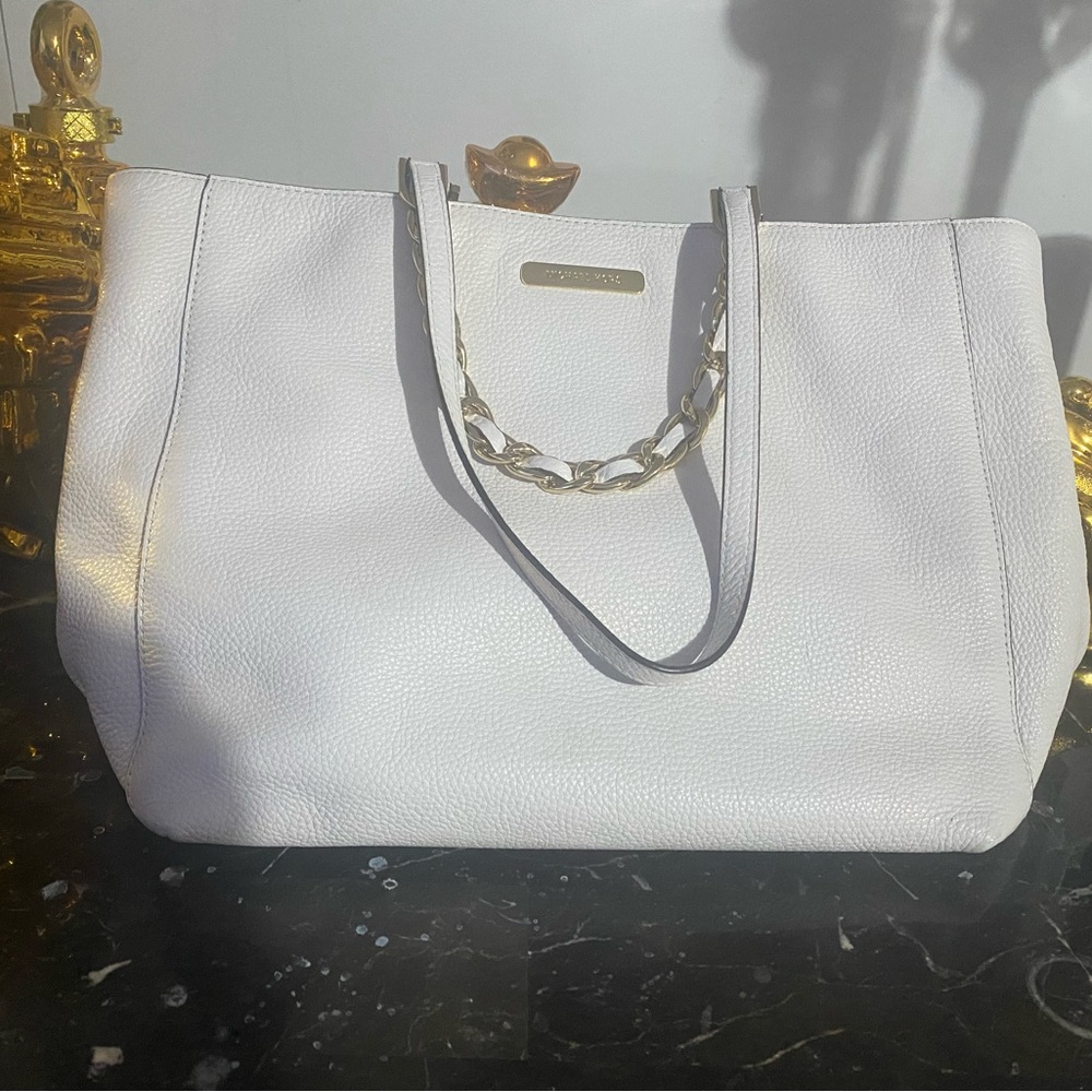 MICHAEL Michael Kors Cream Tote with Gold Chain